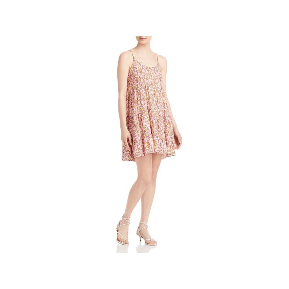 AVA & ESME Womens Pink Tiered Tank Spaghetti Strap Scoop Neck Short Dress L - Picture 3 of 3